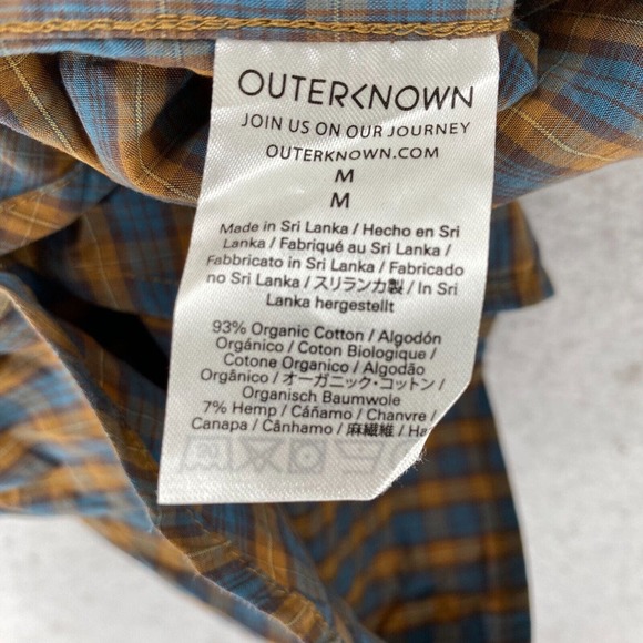 New OUTERKNOWN Shirt Mens MED Long Sleeve Button Up Plaid Organic Cotton Hemp - Picture 12 of 15
